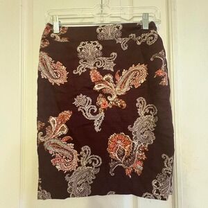Purple Ann Taylor Petite paisley skirt. Size 00P